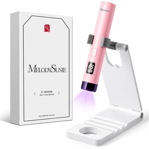 image:imageMelodySusie Handheld UV Light for Gel Nails with Stand Mini Portable Cordless Nail Lamp with LCD Display EyeProtective Cover Flash Curing for Glue WhitePink with Stand