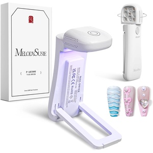 image:imageMelodySusie Handheld UV Light for Gel Nails with Stand Mini Portable Cordless Nail Lamp with LCD Display EyeProtective Cover Flash Curing for Glue WhiteWhite