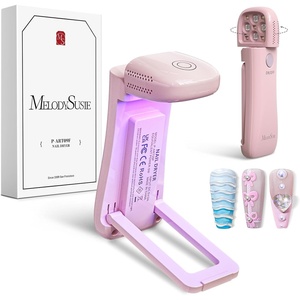 image:imageMelodySusie Handheld UV Light for Gel Nails with Stand Mini Portable Cordless Nail Lamp with LCD Display EyeProtective Cover Flash Curing for Glue WhitePink
