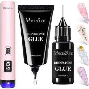 image:imageMelodySusie Handheld UV Light for Gel Nails with Stand and Nail Rhinestone Glue Set White Mini Portable Cordless Nail Lamp with LCD Display Flash Cure Nail Dryer for Nail Art Design DIY at Homepink