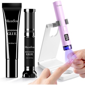 image:imageMelodySusie Handheld UV Light for Gel Nails with Stand and Nail Rhinestone Glue Set White Mini Portable Cordless Nail Lamp with LCD Display Flash Cure Nail Dryer for Nail Art Design DIY at HomePurple with Stand