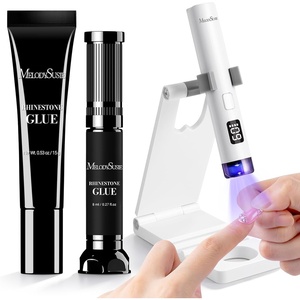 image:imageMelodySusie Handheld UV Light for Gel Nails with Stand and Nail Rhinestone Glue Set White Mini Portable Cordless Nail Lamp with LCD Display Flash Cure Nail Dryer for Nail Art Design DIY at HomeWhite with Stand