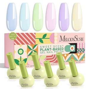 image:imageMelodySusie Highly Pigmented Gel Nail Polish Set 056 floz TiltandStand Bottle HEMA Free PlantBased Formula 6 Colors Macarons Soak Off UV LED Manicure Kit Gift BoxMocha Brown Dark RedAFun Macarons 6PCS