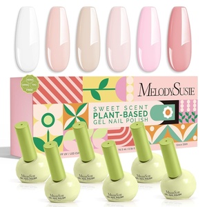 image:imageMelodySusie Highly Pigmented Gel Nail Polish Set 056 floz TiltandStand Bottle HEMA Free PlantBased Formula 6 Colors Pink Nude Soak Off UV LED Manicure Kit Gift BoxWhite Baby Pink