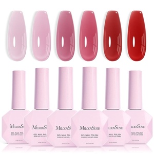 image:imageMelodySusie Jelly Gel Nail Polish Set6 Transparent ColorsMilky or Jelly TextureAutumn and Winter Dark Colors Soak Off UV LED Light Cure or Salon Manicure and Nail Art DIY at HomeStrawberry Pink Jelly Sheer Set