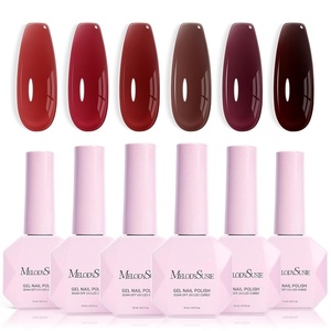 image:imageMelodySusie Jelly Gel Nail Polish Set6 Transparent ColorsMilky or Jelly TextureAutumn and Winter Dark Colors Soak Off UV LED Light Cure or Salon Manicure and Nail Art DIY at HomeDeep Red Jelly Gel Set