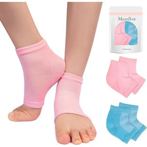 image:imageMelodySusie Moisturizing Heel Socks for Cracked Heel TreatmentUniversal StyleSuitable for Home and Salon UseSize RegularGray and Blue2 Pairspink and blue