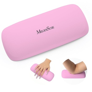 image:imageMelodySusie Nail Arm Rest Soft PU Leather Wrist Support Cushion Portable Hand Rest for Acrylic Gel Nail Art EasyClean for Home Salon Travel PinkPink