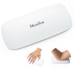 image:imageMelodySusie Nail Arm Rest Soft PU Leather Wrist Support Cushion Portable Hand Rest for Acrylic Gel Nail Art EasyClean for Home Salon Travel PinkWhite