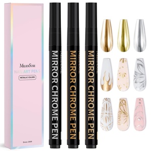 image:imageMelodySusie Nail Art Pens Set 12 Colors 07MM Nail Polish Pens for Nail Art Nail Dotting Tool Drawing Pen for Nail Design Manicure Nail Pens for Salon and DIY at Home3PCS 07MM Chrome Metallic