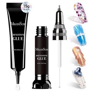 image:imageMelodySusie Nail Rhinestone Glue for Nails Super Strong Gel for Nail Charms Gems 3D Nail Gel UV Nail Glue for Nail Art Design Nail Chrome Powder Decals Decor Need UVLED Cured 60gCLEAR158
