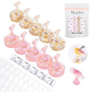image:imageMelodySusie Nail Stand for Press Ons 3 PCS Shiny Magnetic Bases Sets for Practice Painting Display with Brush Holder and 100 Pcs Reusable DoubleSided Tape for Home DIY Salon SuppliesPink  brown