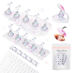 image:imageMelodySusie Nail Stand for Press Ons 3 PCS Shiny Magnetic Bases Sets for Practice Painting Display with Brush Holder and 100 Pcs Reusable DoubleSided Tape for Home DIY Salon SuppliesShiny Cloud
