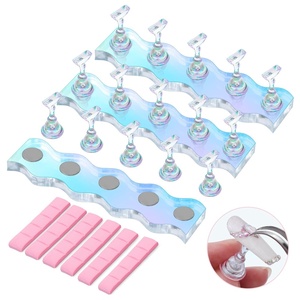 image:imageMelodySusie Nail Stand for Press Ons 3 Sets Blue Acrylic Magnetic Base for Painting Display Holder with Reusable Adhesive Putty for Home DIY Salon Supplies
