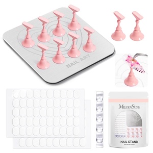 image:imageMelodySusie Nail Stand for Press Ons Super Pink Metal Round With Butterfly Pattern Magnetic Base for Painting Display with Brush Holder And Reusable DoubleSided Tape for Home DIY Salon SuppliesSilver Heart