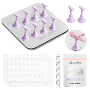 image:imageMelodySusie Nail Stand for Press Ons Super Pink Metal Round With Butterfly Pattern Magnetic Base for Painting Display with Brush Holder And Reusable DoubleSided Tape for Home DIY Salon SuppliesSilver Butterfly