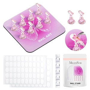 image:imageMelodySusie Nail Stand for Press Ons Super Pink Metal Round With Butterfly Pattern Magnetic Base for Painting Display with Brush Holder And Reusable DoubleSided Tape for Home DIY Salon SuppliesPink Square