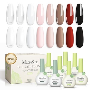 image:imageMelodySusie Plant Based Gel Nail Polish SetAutumn and Winter Dark ColorsHema FreeSoak Off UV LED Gel Polish Nail Art Manicure Salon DIY at Home 8Pcs 10ml034 fl ozTop Toat and Base Coat Classic Basic Colors