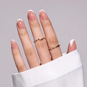 image:imageMelodySusie Press On Nails Short Square Point Pink Longlasting amp Glossy Finish Reusable with Glue for Woman Girl 16 Sizes32Pcs Fake Nails Kit Fall Halloween NailsShort Square White French Tips