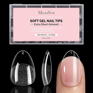 image:imageMelodySusie Short Ballerina X Nail Tips  300Pcs 15 Sizes Clear Acrylic Half Matte Full Cover Press on Nails for DIY Extension amp Salon UsePreShaped for LongLasting ManicureExtra Short Almond