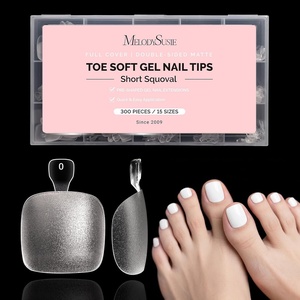 image:imageMelodySusie Short Ballerina X Nail Tips  300Pcs 15 Sizes Clear Acrylic Half Matte Full Cover Press on Nails for DIY Extension amp Salon UsePreShaped for LongLasting ManicureSquoval