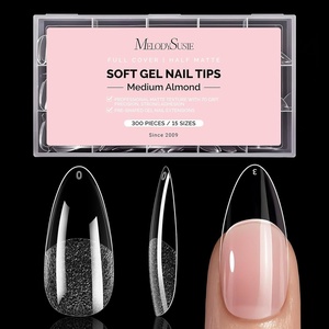 image:imageMelodySusie Short Ballerina X Nail Tips  300Pcs 15 Sizes Clear Acrylic Half Matte Full Cover Press on Nails for DIY Extension amp Salon UsePreShaped for LongLasting ManicureMedium Almond