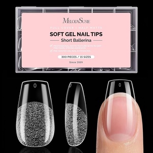 image:imageMelodySusie Short Ballerina X Nail Tips  300Pcs 15 Sizes Clear Acrylic Half Matte Full Cover Press on Nails for DIY Extension amp Salon UsePreShaped for LongLasting ManicureShort Ballerina