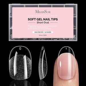 image:imageMelodySusie Short Ballerina X Nail Tips  300Pcs 15 Sizes Clear Acrylic Half Matte Full Cover Press on Nails for DIY Extension amp Salon UsePreShaped for LongLasting ManicureShort Oval Round
