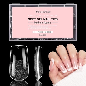 image:imageMelodySusie Short Ballerina X Nail Tips  300Pcs 15 Sizes Clear Acrylic Half Matte Full Cover Press on Nails for DIY Extension amp Salon UsePreShaped for LongLasting ManicureMedium Square