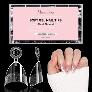 image:imageMelodySusie Short Ballerina X Nail Tips  300Pcs 15 Sizes Clear Acrylic Half Matte Full Cover Press on Nails for DIY Extension amp Salon UsePreShaped for LongLasting ManicureHalf Cover Short Almond