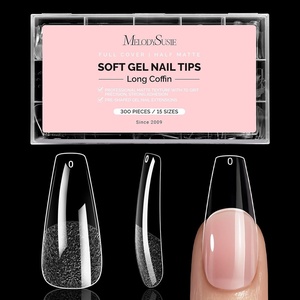 image:imageMelodySusie Short Ballerina X Nail Tips  300Pcs 15 Sizes Clear Acrylic Half Matte Full Cover Press on Nails for DIY Extension amp Salon UsePreShaped for LongLasting ManicureLong Coffin