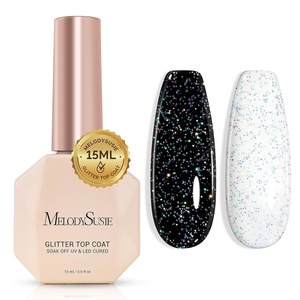 image:imageMelodySusie Thick Gel Nail Polish Set 2 Pcs 15ML Black amp White Gel Polish Set Soak Off UV LED White Gel Polish Christmas Gift for Women Nail Art Manicure Salon DIY Nail Design Decoration at Home15ML Glitter Top Coat