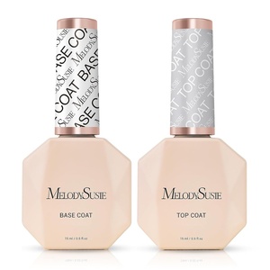image:imageMelodySusie Top Coat Builder Gel Base Coat No Wipe Glossy Set Long Lasting Shine Finish Soak Off UV LED Nail Lamp Nail Polish Art Design Manicure Kit Perfect Gifts for Women Girls 3 Pcs 15ml ClearTop Coat and Base Coat Clear
