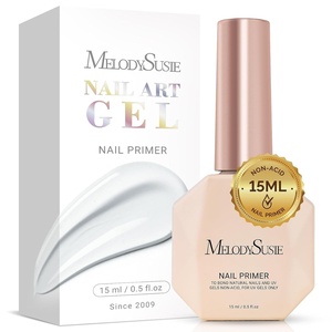 image:imageMelodySusie Top Coat Builder Gel Base Coat No Wipe Glossy Set Long Lasting Shine Finish Soak Off UV LED Nail Lamp Nail Polish Art Design Manicure Kit Perfect Gifts for Women Girls 3 Pcs 15ml ClearPrimer