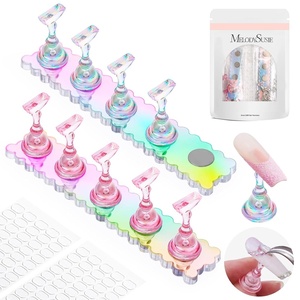 image:imageMelodySusie Update Nail Stand for Press Ons Cute Cat Claw Magnetic Base for Painting Display Holder with Reusable DoubleSided Tape for Home DIY Salon Supplies Rose PinkAurora