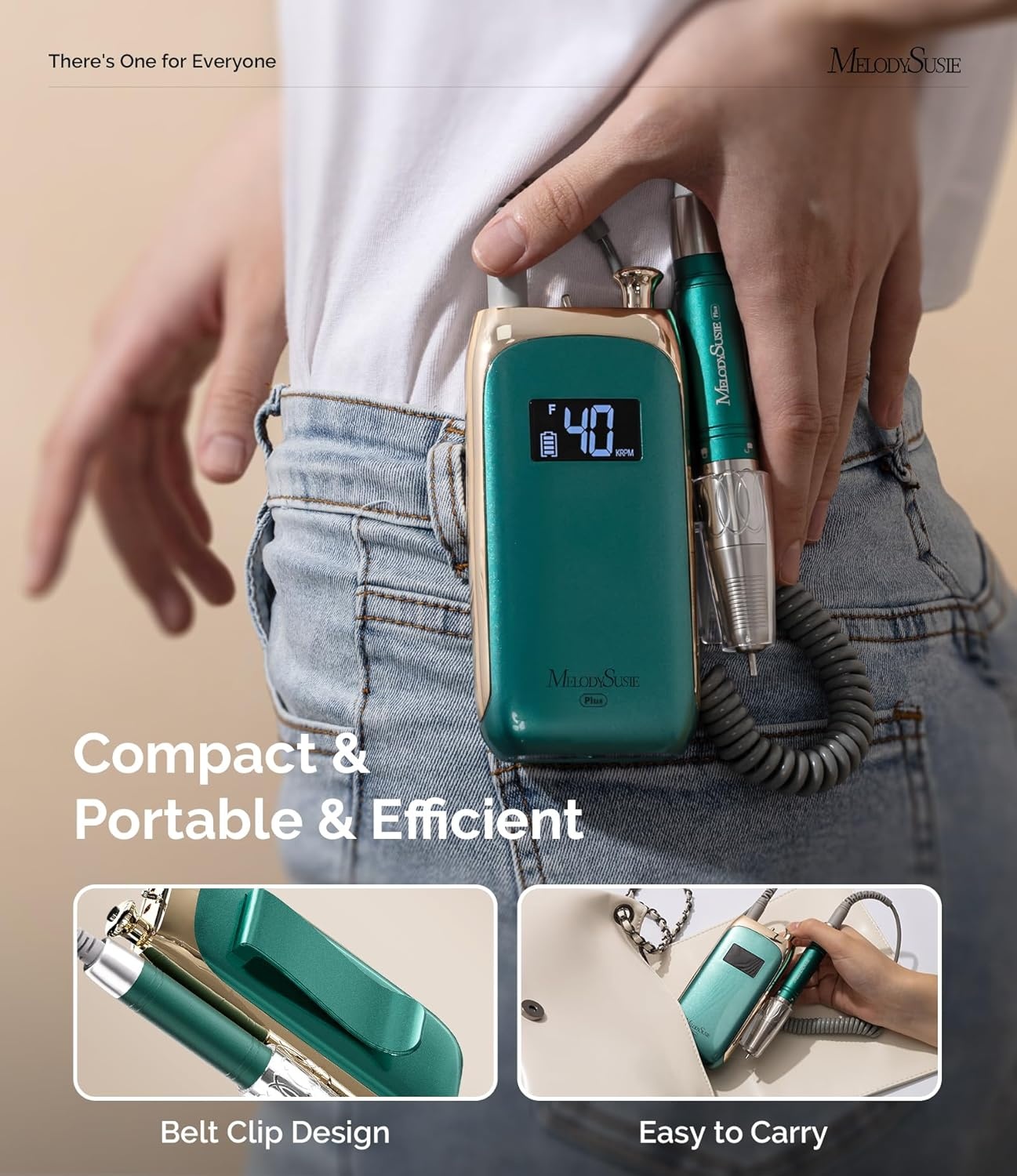 image:imageMelodySusie Professional ClipOn Rechargeable Nail Drill with Premium MotorMB450C 40000RPM VintageStyle EFile with Max Torque and Extended Lifespan for All Manicure Shaping Gel Removal amp Salon Use