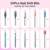 image:imageMelodySusie 10Pcs Nail Drill Bits Set 332 Tungsten Carbide amp Ceramic Efile Bits for Acrylic Gel Removal Diamond Cuticle Bits for Manicure Prep Salon Home Nail Care SuppliesWhite amp ColorfulPink  Colorful