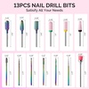 image:imageMelodySusie 13Pcs Nail Drill Bits Set 332 Tungsten Carbide amp Ceramic Efile Bits for Acrylic Gel Removal Diamond Cuticle Bits for Manicure Prep Salon Home Nail Care Supplies Pink amp ColorfulPink  Colorful