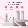image:imageMelodySusie 20pcs Nail Drill Bits Set 332 Inch Diamond Cuticle Nail Bits Kit for Nail Drill EFile Manicure Pedicure Remover Tools for Acrylic Gel Nails Salon Home Nail Care Supplies Silver