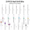 image:imageMelodySusie 21pcs Nail Drill Bit Set Professional 332 Ceramic Diamond Carbide Acrylic Gel Nail Art Tool Kit Cuticle Remover Bit for Acrylic Gel Dip Powder Nail Manicure Pedicure Salon Home21pcs Nail Drill Bits