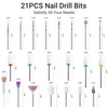 image:imageMelodySusie 21pcs Nail Drill Bit Set Professional 332 Ceramic Diamond Carbide Acrylic Gel Nail Art Tool Kit Cuticle Remover Bit for Acrylic Gel Dip Powder Nail Manicure Pedicure Salon Home21Pcs Bits with 25Hole Box