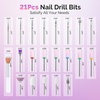 image:imageMelodySusie 21pcs Nail Drill Bit Set Professional 332 Ceramic Diamond Carbide Acrylic Gel Nail Art Tool Kit Cuticle Remover Bit for Acrylic Gel Dip Powder Nail Manicure Pedicure Salon Home21Pcs Pink Bits with 25Hole Box