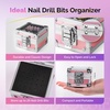 image:imageMelodySusie 21pcs Nail Drill Bit Set Professional 332 Ceramic Diamond Carbide Acrylic Gel Nail Art Tool Kit Cuticle Remover Bit for Acrylic Gel Dip Powder Nail Manicure Pedicure Salon Home21Pcs Pink Bits with 25Hole Box