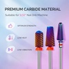 image:imageMelodySusie 3Pcs Nail Drill Bits Set 332 Carbide Tungsten Bits Long Flame Smooth Round Top Small Barrel and Tapered Nib Bits Suitable for Manicure Pedicure Cuticle Gel Acrylic Remover PurpleA Set