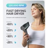 image:imageMelodySusie Compact Hair Dryer for Women120000RPM 1600W High Speed Fast Drying 3 HeatStepless Speed Ionic Blow Dryer for WomenHomeGift Set  Black