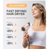 image:imageMelodySusie Compact Hair Dryer for Women120000RPM 1600W High Speed Fast Drying 3 HeatStepless Speed Ionic Blow Dryer for WomenHomeGift Set  Light Pink