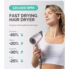image:imageMelodySusie Compact Hair Dryer for Women120000RPM 1600W High Speed Fast Drying 3 HeatStepless Speed Ionic Blow Dryer for WomenHomeGift Set  Sliver