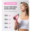 image:imageMelodySusie Compact Hair Dryer for Women120000RPM 1600W High Speed Fast Drying 3 HeatStepless Speed Ionic Blow Dryer for WomenHomeGift Setrose