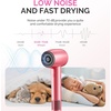 image:imageMelodySusie Compact Hair Dryer for Women120000RPM 1600W High Speed Fast Drying 3 HeatStepless Speed Ionic Blow Dryer for WomenHomeGift Setrose