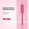 image:imageMelodySusie Safety Nail Drill Bits 332 Smooth Round Top Small Barrel Carbide Bits Fast Remove Acrylic or Hard Gel for Manicure Pedicure Salon Professional or Beginner Pink Blossom CoarsePink Blossom
